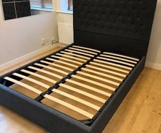 King Size Dark Grey Fabric Ottoman Gas lift Storage bed