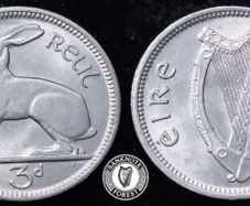 [#2536] - Ireland 1968 | Irish 3d | 3 Pence | Hare | KM.12a | MS
