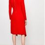NWT Karen Millen Bright Poppy Red Strong Shoulder Eyelet Ponte Dress Image 3