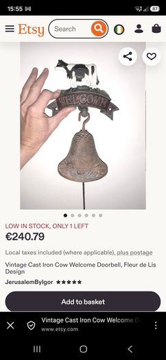 Vintage outdoor garden "WELCOME" cast iron Bell