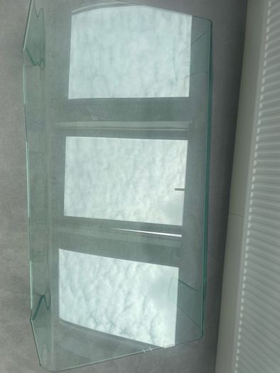 tempted glass coffee table waterfall, no sharp corners