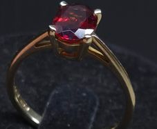 Vintage 9ct Gold Red Stone Ring Fully Hallmarked Birmingham Size 53.5