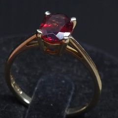 Vintage 9ct Gold Red Stone Ring Fully Hallmarked Birmingham Size 53.5