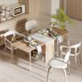 Folding Dining Table for 4 People, 169 cm Drop Leaf Table with Storage Shelves for Small Spaces, Kitchen, Dining Room, Oak & White Image 9