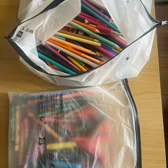 Bag of colouring pencils and crayon