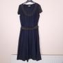 Per Una Navy Blue Linen Embellished Scoop Neck Chiffon Flutter Sleeve Midi Dress 14UK/42EU Image 9