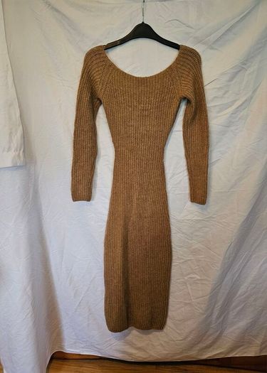 Bardot Brown Knit Cutout Midi Dress