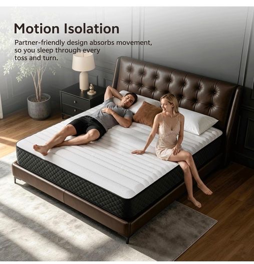 Extra Firm King Size Mattress 10 Inch, 7-Zone Hybrid Mattress with Memory Foam and Individually Pocket Spring, Features Motion Isolation & Back Pain Relief, Firm King Mattress 150x200x25cm
