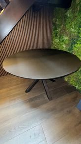 Black Glass Top Dining Table 120cm
