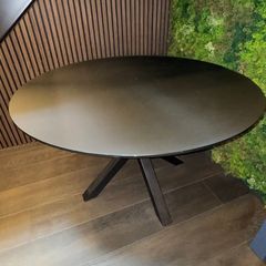 Black Glass Top Dining Table 120cm
