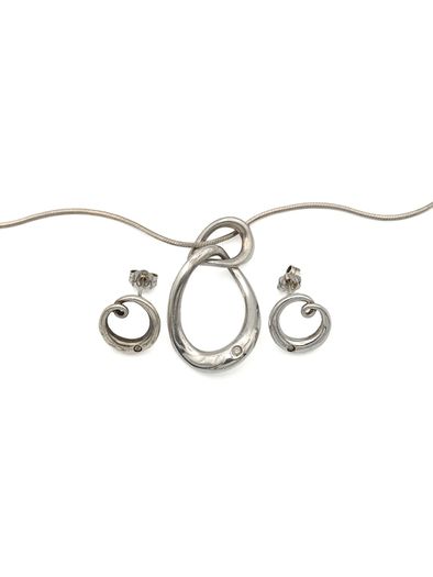Hot Diamonds Designer 925 Sterling Silver Necklace & Earrings Set