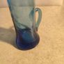 Vintage Very Rare Hand Blown Knobler Indigo Blue Etched Shot Glass / bud vase With Handle Image 4