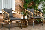 3-Piece Bistro Set, weather-resistant, 1 coffee table, 2 chairs, 62 cm x 65 cm x 78 cm, Sand+Dark Gray