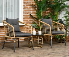 3-Piece Bistro Set, weather-resistant, 1 coffee table, 2 chairs, 62 cm x 65 cm x 78 cm, Sand+Dark Gray