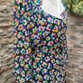 Vintage black floral A-line dress with detachable collar and belt size M or L Image 3