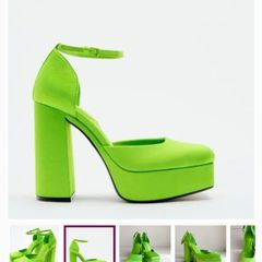 Zara green block high heels uk5