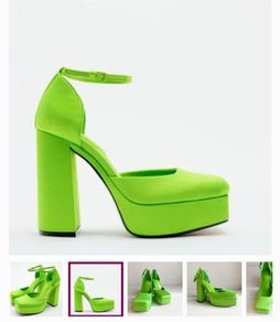Zara green block high heels uk5