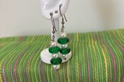Earrings Earrings - Drop Green and Pearl Beads