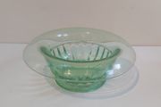 Fabulous Art Deco Green Pressed Glass Centrepiece Vase with Turnover Rim by Davidson Glass, Pattern Number 1910BD, Circa 1925