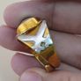 Vintage Sulemani Natural Eye Agate Bead Ring Brass & Silver Inlay Design Image 10