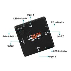 3 way Port HDMI Switch Splitter Hub 1080p INPUT 1 OUTPUT for PS3 Xbox 360 Sky HD
