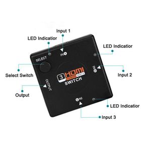 3 way Port HDMI Switch Splitter Hub 1080p INPUT 1 OUTPUT for PS3 Xbox 360 Sky HD
