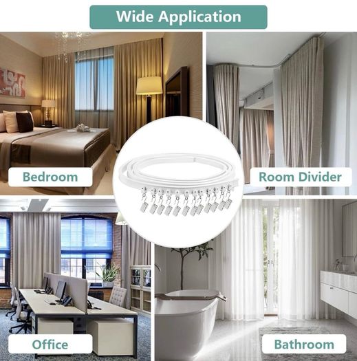 Curtain Rail for Bay Window Flexible Ceiling Curtain Track 3M/9.8Ft Curtain Rails and Fittings Curved Wall Mount for Room Divider