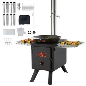 Portable Wood Burning Stove for Camping Tent Heating and Outdoor Cooking