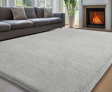 Carpet Rugs Living Room Large 200x290, Grey Rug for Bedroom Washable Area Rugs Anti Slip Fluffy Rug Shaggy Cream Carpets Extra Large Rugs for Living Room Kids Room