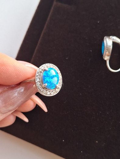 silver ring and earings