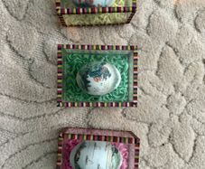 Vintage Hong Kong Hand Painted Eggs x3 in Display Boxes