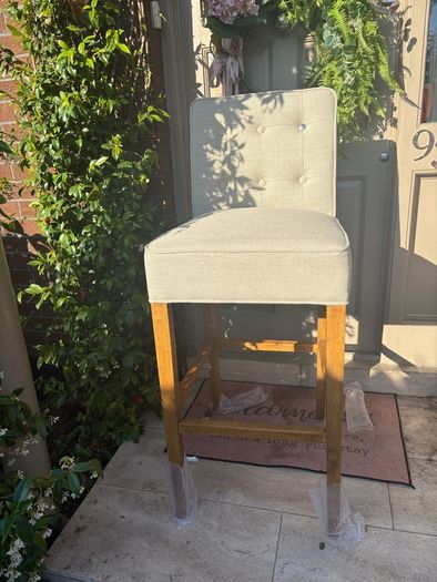 New in box Cape Breton barstool in linen flax by riviera maison