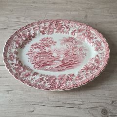 Large Oval Dish Tonquin By Myott Pink/Red