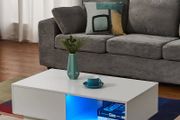 BRAND NEW Coffee Table Rectangle Living Room Storage With RGB LED + Large Drawer White Color