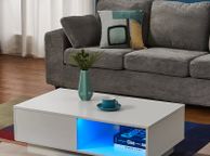 main image for ad BRAND NEW Coffee Table Rectangle Living Room Storage With RGB LED + Large Drawer White Color