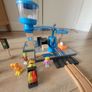 wooden train play set with two electric locomotives and lots of parts Image 4