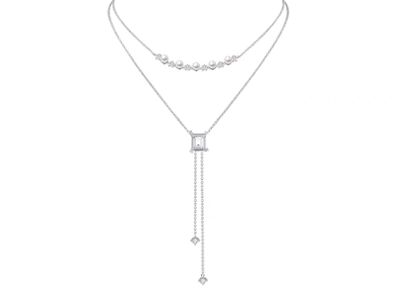 Sumiyaki Pearl and Diamante Double Necklace