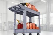 Utility Cart, 250 kg Capacity, 2 Tier Service Cart with 360 Swivel and Fixed Wheels (2 with Brakes), Heavy Duty Plastic Rolling with Storage Tray, Tool Storage for Garage Warehouse Workshop