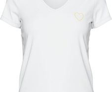 PIECES Women's T-shirt Billy Tee Emb Noos Bc, V-neck, white, size S