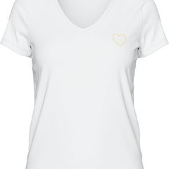 PIECES Women's T-shirt Billy Tee Emb Noos Bc, V-neck, white, size S