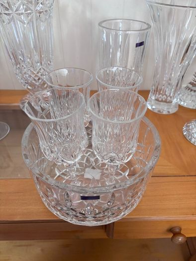 Waterford crystal bowl and glasses.