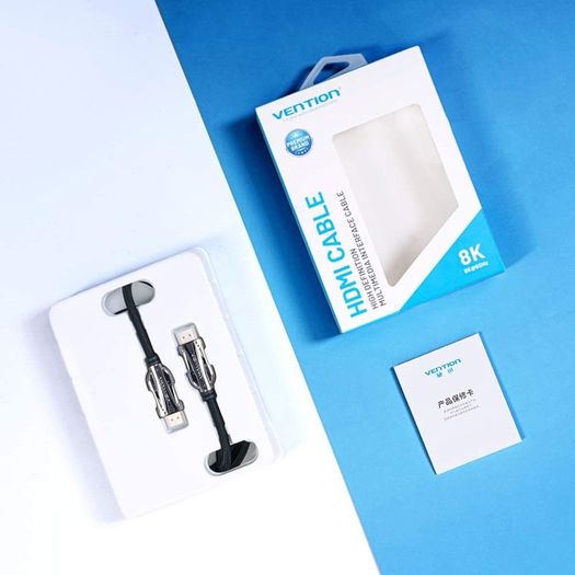 VENTION 3M Premium HDMI 2.1 UHD/3D 8K (7680x4320@60Hz) 48Gbps Luxury Model (Zinc Alloy/Cotton Braided/Gold Plated) Cable (Brand New/Warranty)