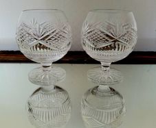 Vintage pair of cut crystal brandy snifters