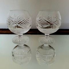 Vintage pair of cut crystal brandy snifters