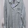 New Oversized shirt in sage and white vertical stripes - XS - suit sizes 6-14 Image 2