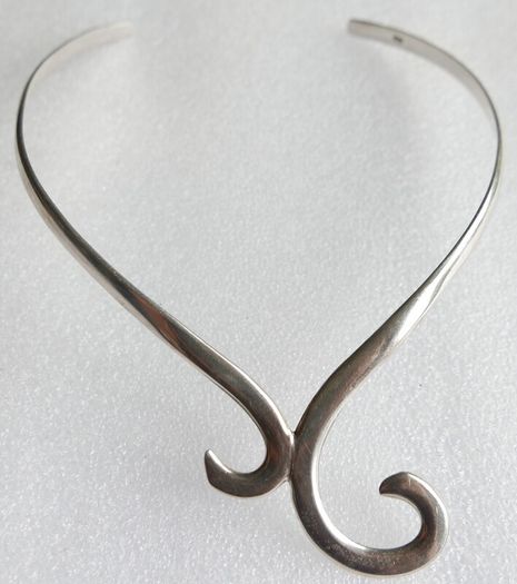 Vintage 1980s Sterling Silver 925 Torque Spiral Collar Necklace 37g