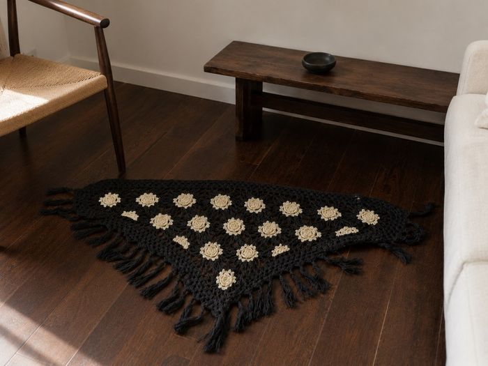 Handmade Crochet Floral Shawl  Wrap