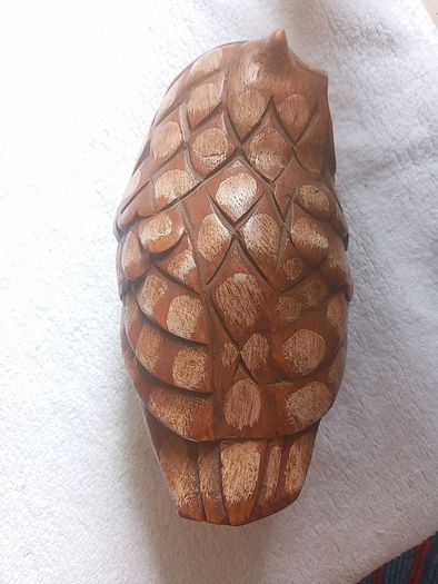 Hardwood carved Tawny owls