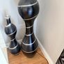 Black & Silver Curtains, Floor Lamp & Decorative Vase Image 2