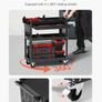 4-Tier Tool Cart with Wheels, 350 lbs Load Capacity, Rolling Work Cart with Drawer & Pegboard, Mechanic Tool Storage Organizer with Locking System for Garage, Warehouse and Repair Shop, Black Image 5